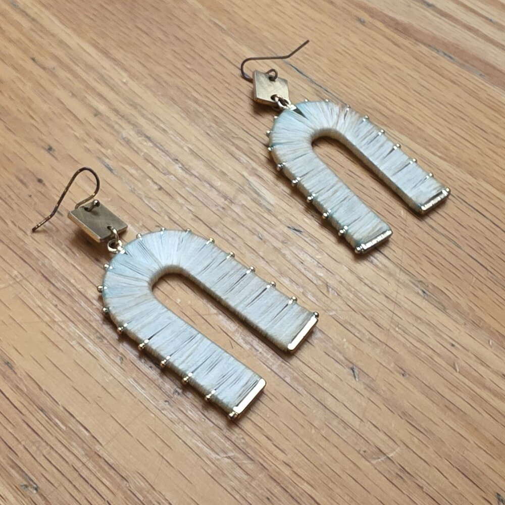 Etsy Silver Arch Thread Drop Dangle Earrings - image 6